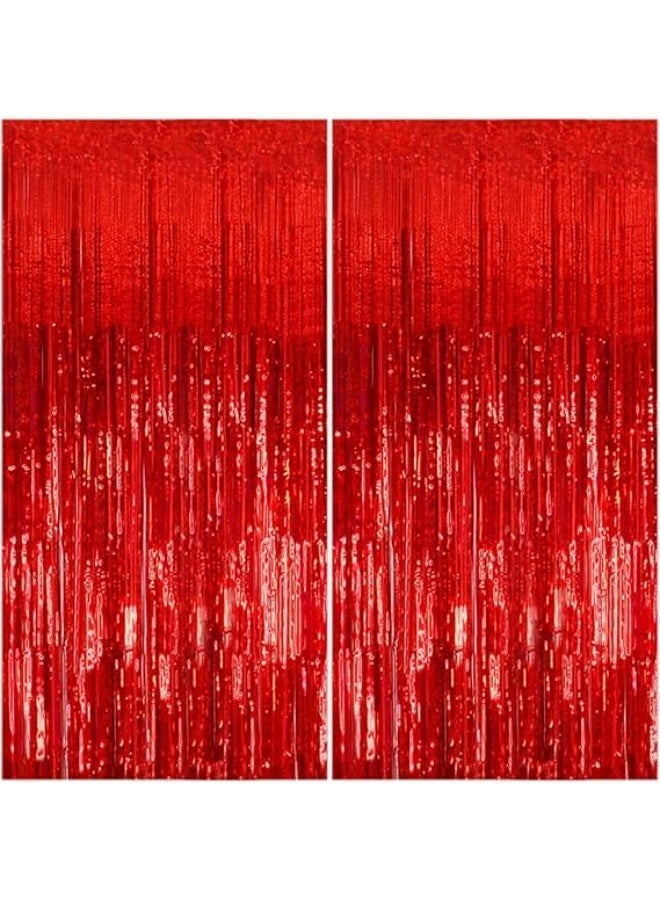 Decorative Curtains for Birthday, Wedding, Engagement, Baby Shower, Bridal Shower, 2 Pieces(red) - Image 1